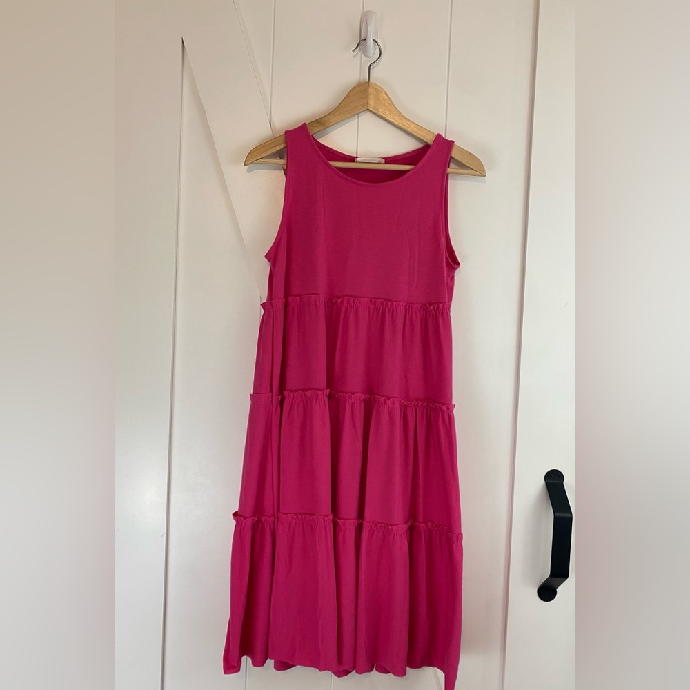 Zenana Pink Tiered Sleeveless Midi Dress Size S Pink Summer Beachy
